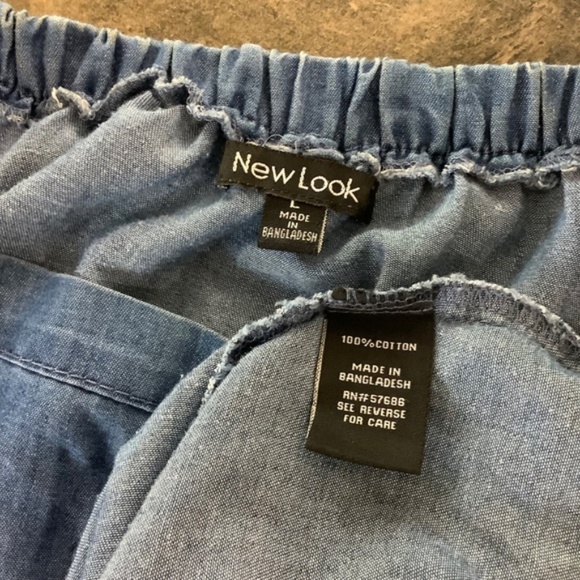 New Look Chambray Peasant Dress L 37/38 bust - Picture 3 of 10